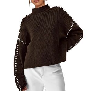 PrettyGarden Women's Chunky Mock Neck Knit Sweater Oversized